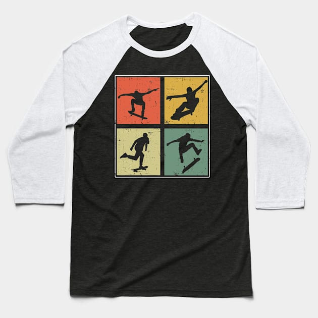 Vintage Skateboarding Skateboard Skater Baseball T-Shirt by CrissWild